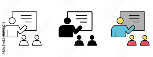 Presentation Icon Set – Line, Glyph, and Fill Style

