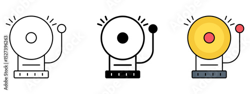 Alarm Icon Set – Line, Glyph, and Fill Style

