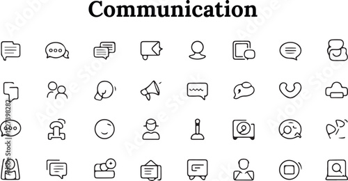 A collection of communication icons representing various methods and forms of interaction