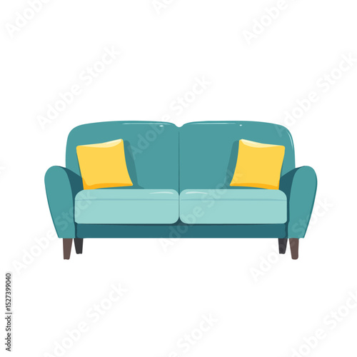 Sofa 2D flat vector illustration, isolated on a white background.