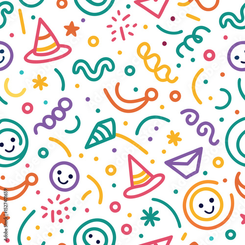 Colorful, playful pattern with party elements