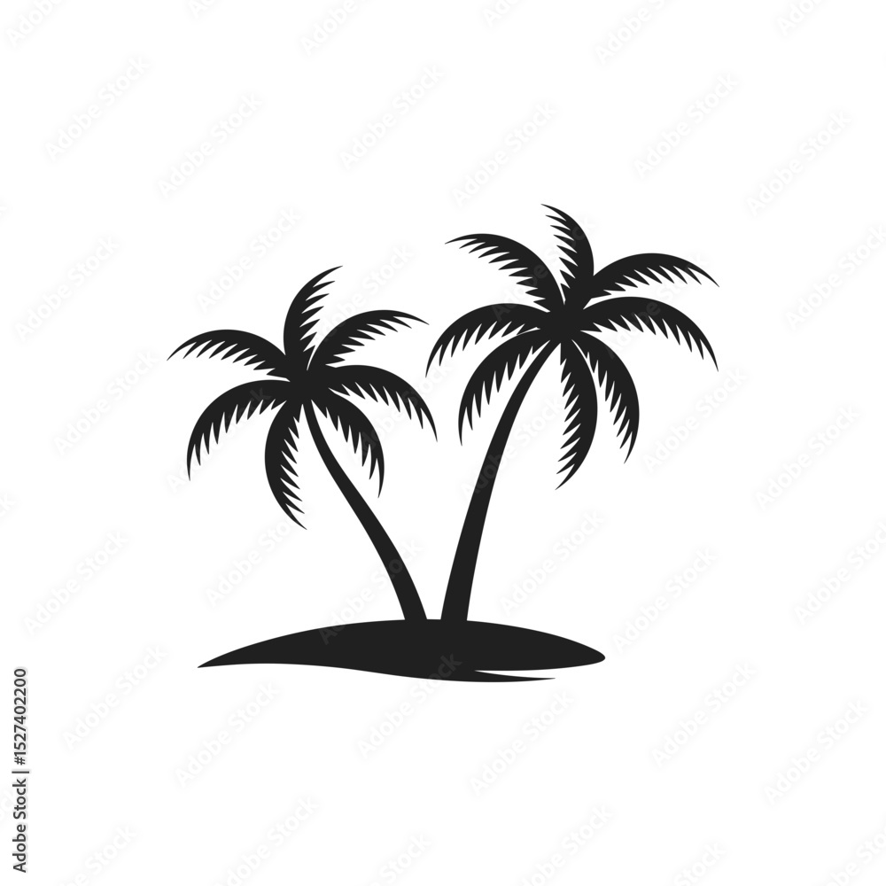 Elegant Palm Trees Vector Illustration Tropical Island Design Elegant Palm Trees Vector Illustration Tropical Island Design