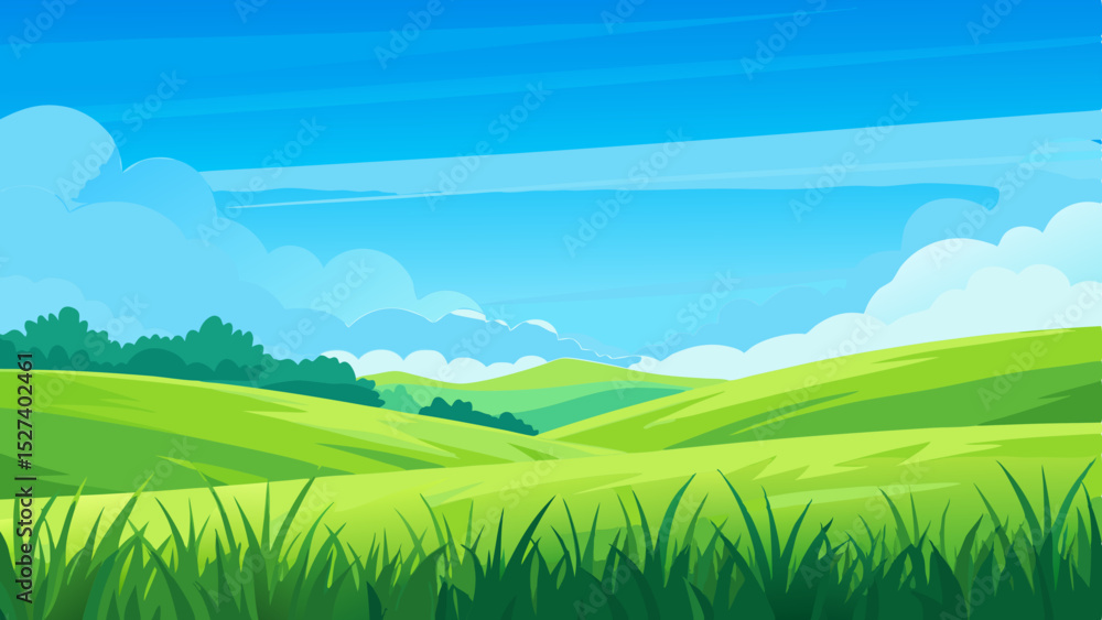 Fototapeta premium green field and blue sky