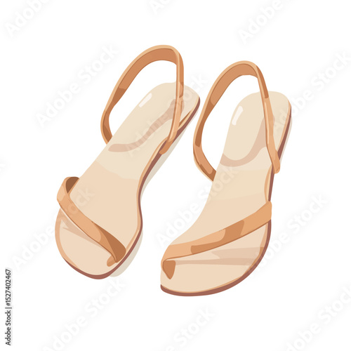 Slingback Sandals vector 2D flat illustration, isolated on a white background.