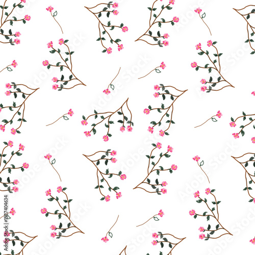 Pattern senza cucitura con fioritura di rosa canina