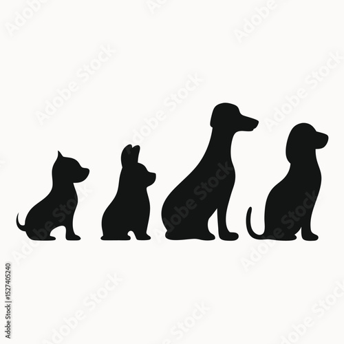 Adorable Dog Growth Stages Puppy to Adult Silhouettes