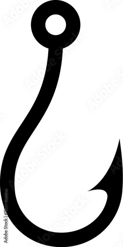 Illustration of fishing hook. Design element for logo, label, sign, poster, t shirt.