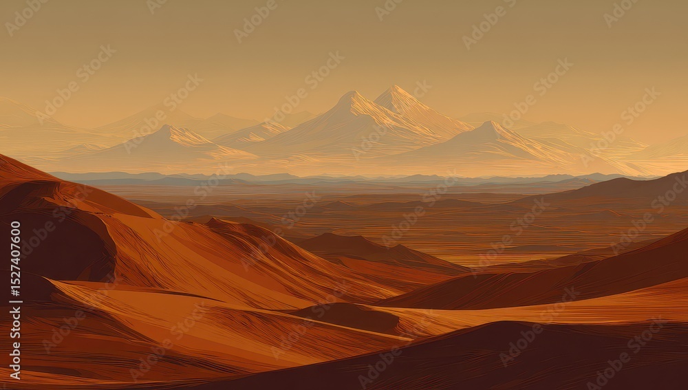 Naklejka premium Desert landscape with distant mountains