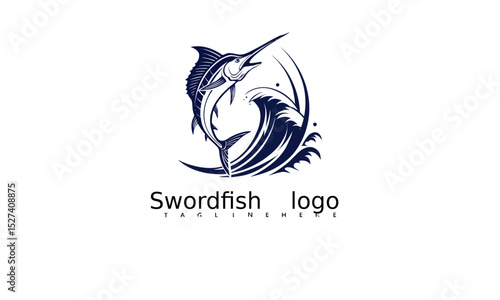 High-Quality Marlin Logo Vector Template Featuring Swordfish Icon. Designed for Sea-Themed Branding, Fishing Tournaments, and Nautical Corporate Identity. Bold Line Art Design.

