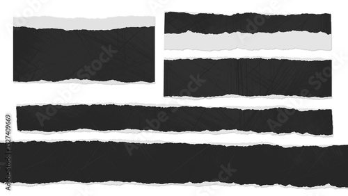 Foto 破れた紙の白黒のベースパック　背景透過