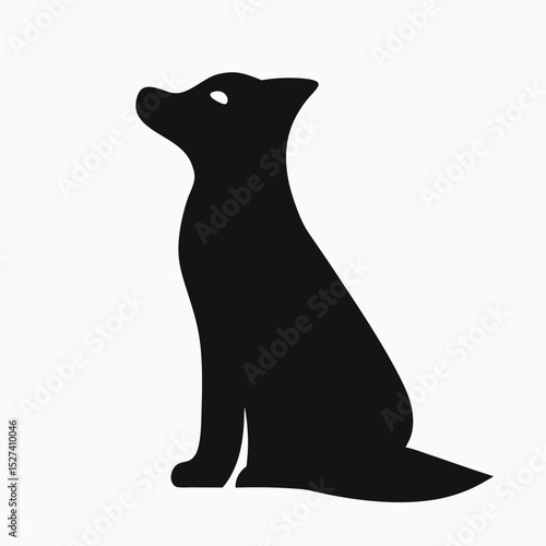 Majestic Canine Silhouette Elegant Black and White Dog Illustration