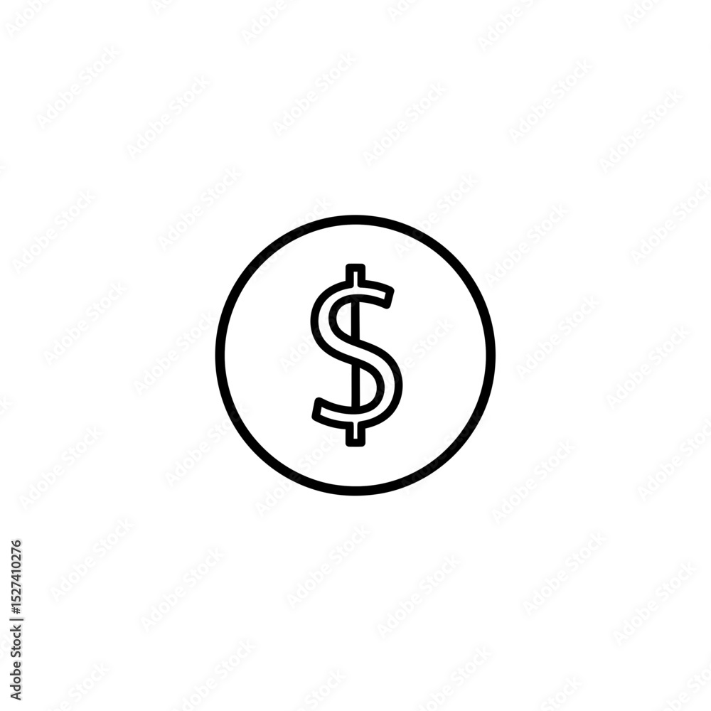 Dollar Sign Icon, Simple Line Art Illustration for Finance and Business Concepts, Monetary Symbol on White Background Dollar Sign Icon, Simple Line Art Illustration for Finance and Business Concepts, Monetary Symbol on White Background