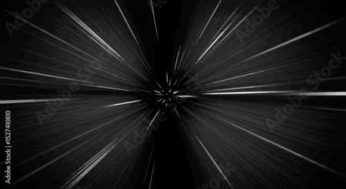 Abstract hyper speed light streaks background with a black and white theme