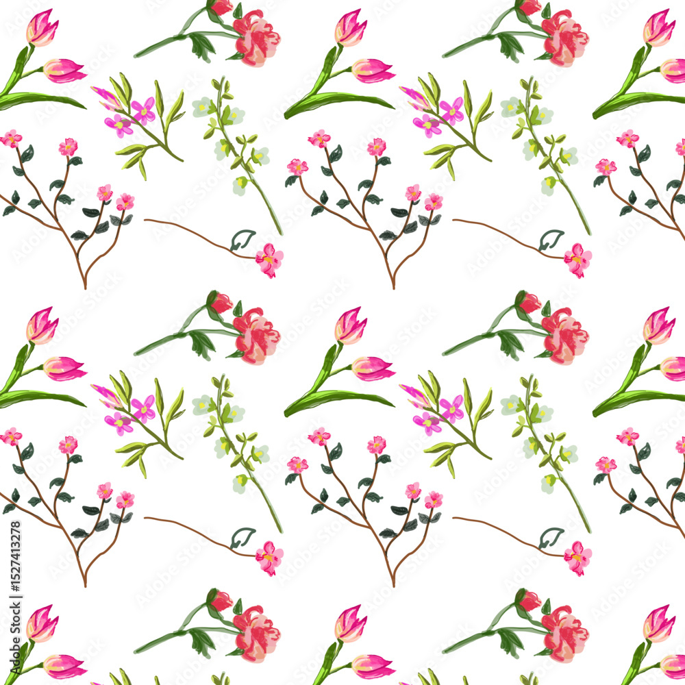 Pattern con miscuglio di fiori di campo Pattern con miscuglio di fiori di campo