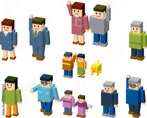 多数のブロックキャラクター行進-2