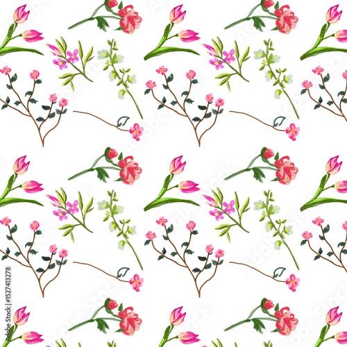 Pattern con miscuglio di fiori di campo