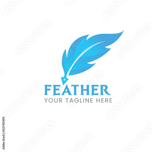 Feather logo vector elegant feather quill logo feather brand icon with a pen nip