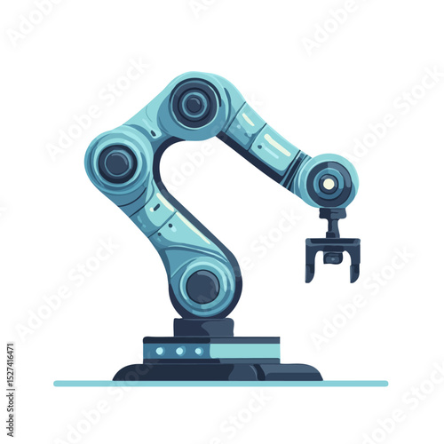 Robotic Arm vector 2D flat illustration, isolated on a white background.