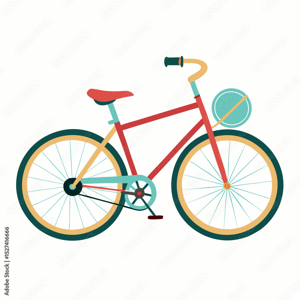 Obraz premium Colorful Flat Bicycle with Bag