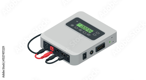 Digital battery charger with lcd display for efficient power management vector illustration