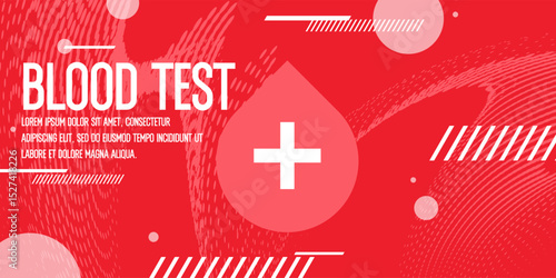 A beautiful medical poster for taking tests at the hospital. Donating blood for tests. Procedures for receiving analyzes and tests. A template for information. Abstract background, design elements.