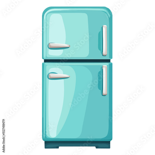 Refrigerator 2D flat vector illustration, isolated on a white background.