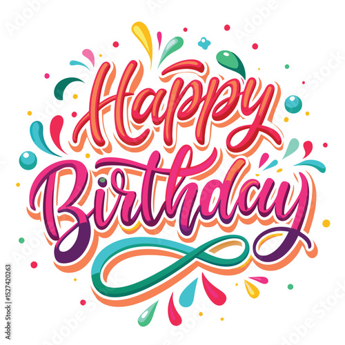 Vibrant Happy Birthday graphic design