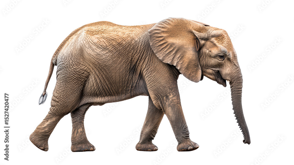 Fototapeta premium African elephant walking Transparent background, PNG file