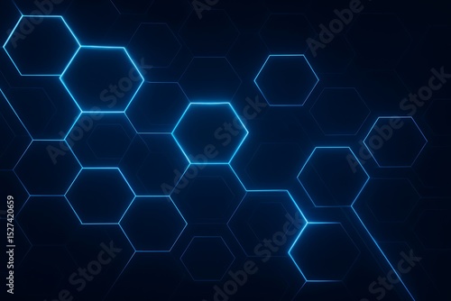 Abstract Futuristic Neon Hexagon Pattern Background