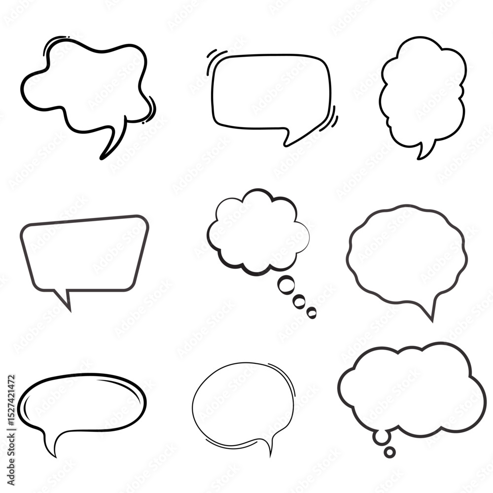 Fototapeta premium Black Line Speech Bubble Drawing Illustration – Vector Art for Conversations & Dialogues