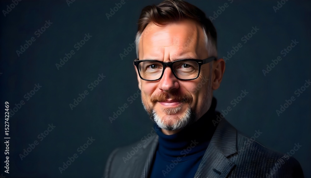 Fototapeta premium Bearded Man in Glasses Smiling