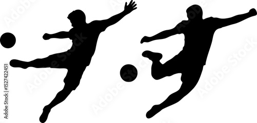 Soccer Player Bicycle Kick Silhouettes