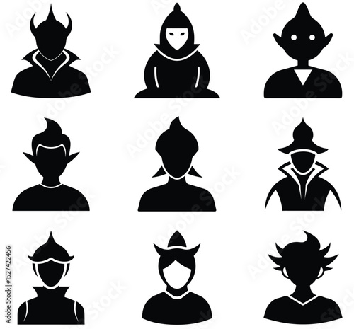 Fantasy Character Icons Set for Digital Use