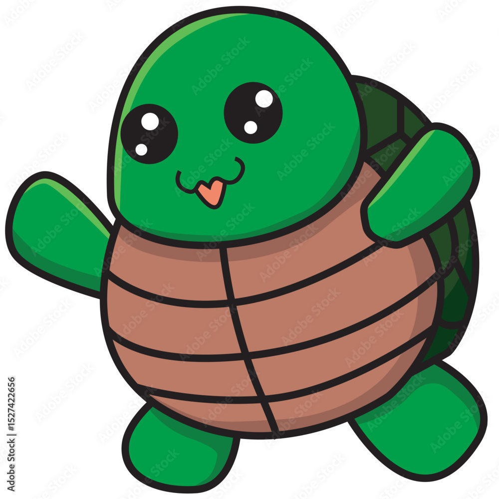 Fototapeta premium little green turtle illustration clipart