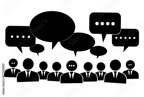 Business people communicating through speech bubbles