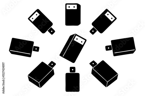 Collection of black usb flash drive icons