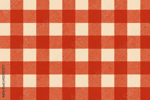 Red and White Gingham Checkered Pattern Texture Background