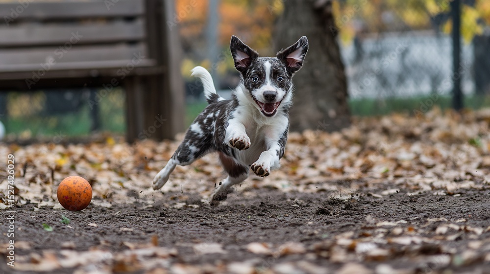A playful young dog chasing a ball in a park mid leap paws off the ground conveying movement and excitement ideal for capturing pet happiness overlay cut out on isolated transparent removed background A playful young dog chasing a ball in a park mid leap paws off the ground conveying movement and excitement ideal for capturing pet happiness overlay cut out on isolated transparent removed background