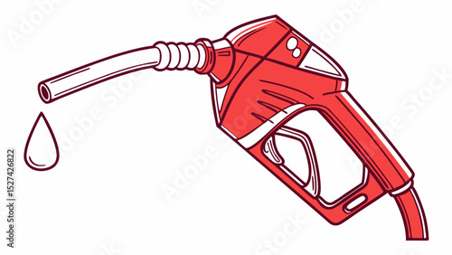 Red Gas Pump Nozzle with Dripping Fuel