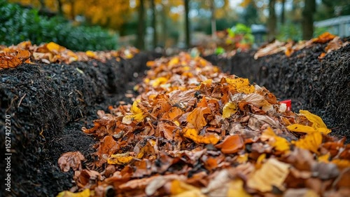 Wallpaper Mural Autumn leaves layered in a garden trench for composting Torontodigital.ca