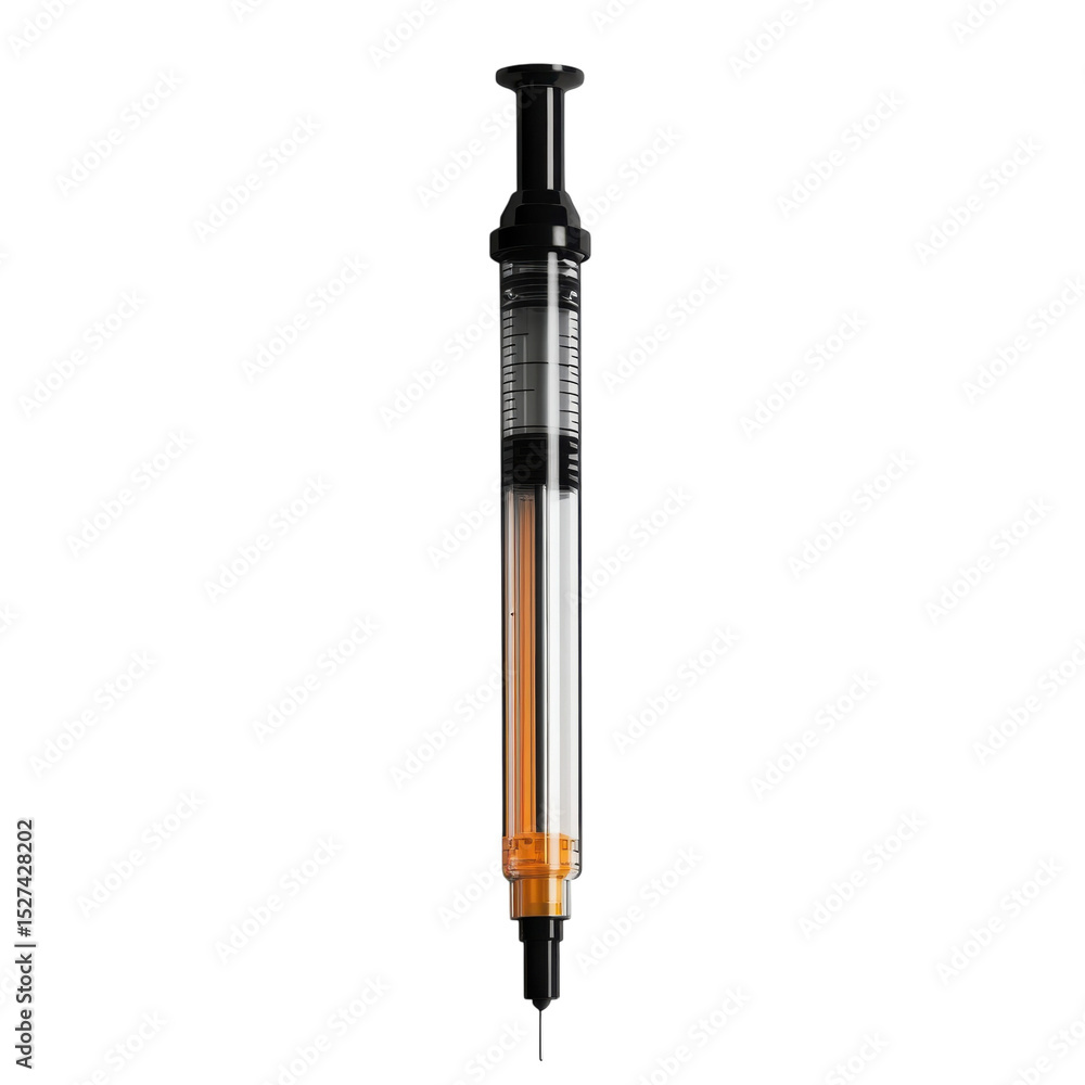 Naklejka premium Syringe Vaccine Injection Medical Drug Healthcare Medicine Treatment Black on transparent background