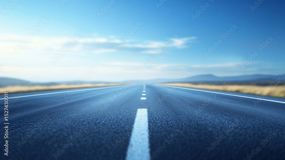 Naklejka premium Abstract blue technology background with glowing curved light lines resembling a digital highway, symbolizing fast data transmission, futuristic communication, and modern innovation