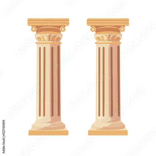 2D flat Pillars And Columns vector illustration, isolated on a white background.