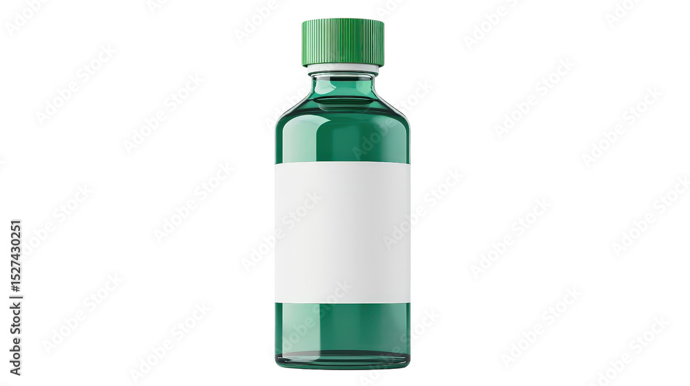 Obraz premium Emergency eye wash station bottle with green label, chemical safety, Transparent background, PNG file