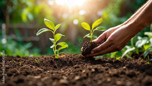 Wallpaper Mural Hand Planting Seedling: Growing Step in Gardening for Sustainability Torontodigital.ca