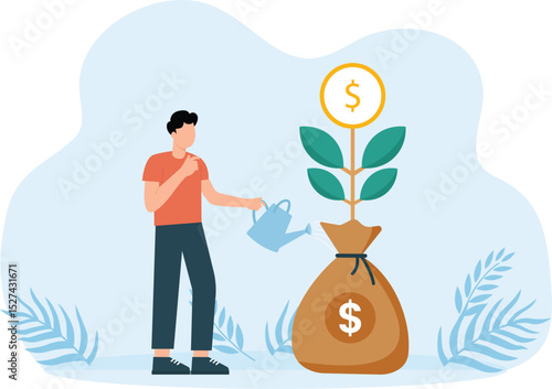 Investment growth and growing money to earn profit from savings, increase wealth from stock market or trading, mutual fund or assets concept
