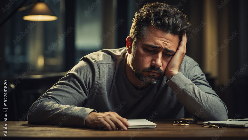 Image of Man Getting Bored and Depressed for Mental Health Awareness Image of Man Getting Bored and Depressed for Mental Health Awareness