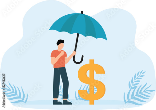 Income protection and security or safety guard, protect investment profit, wealth preservation or insurance, risk management concept
