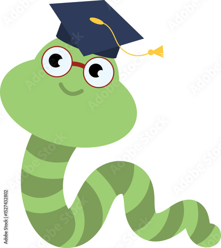 graduation celebration bookworm cartoon character