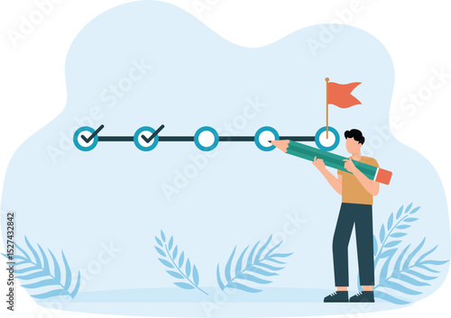 Strategic planning and workflow or project progress, business strategy steps tracking, brainstorming or competitor analysis concept
